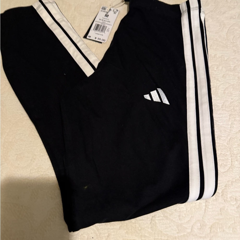 Adidas Kids Black Joggers with White Stripes